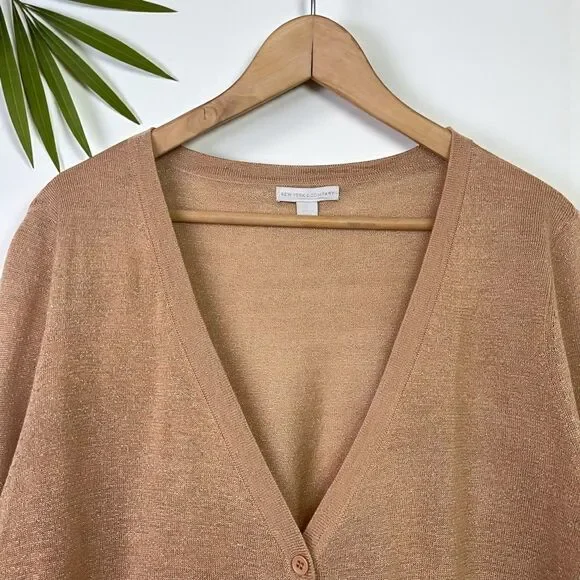 New York & Co Lightweight All-Season Knit Cardigan in Camel - Picture 4 of 10
